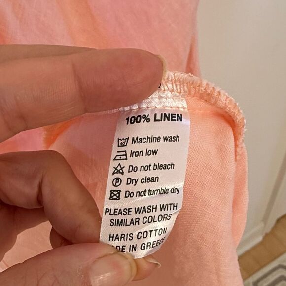 Haris Cotton V Neck Maxi Linen Dress in Warm Pink S NWOT - Picture 9 of 11